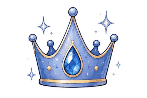 Blue crown with tear jewel