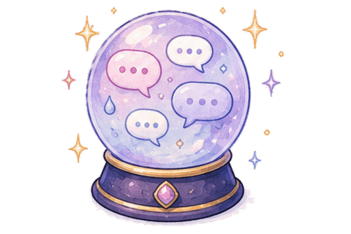 Crystal ball with chat bubbles