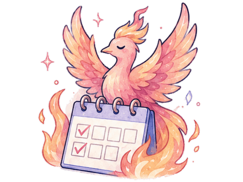 Phoenix rising beside a planner